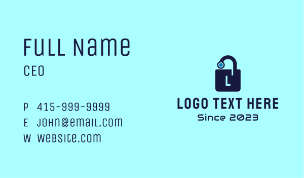 Cyber Lock Letter Business Card Design Image Preview
