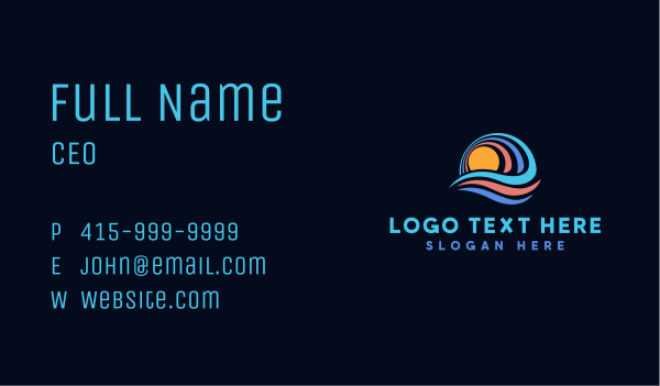Ocean Wave Sun Business Card Design Image Preview