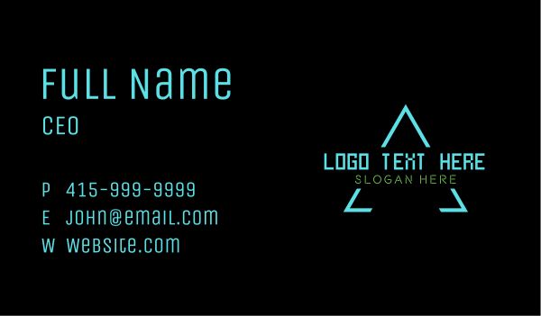 Neon Tech Triangle Business Card Design Image Preview