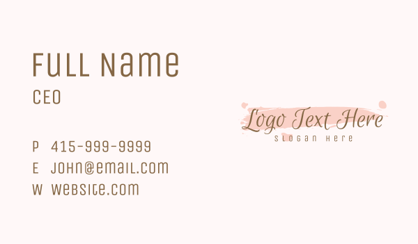Girly Watercolor Script Business Card Design Image Preview