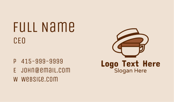 Coffee Cup Fedora  Business Card Design Image Preview