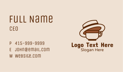 Coffee Cup Fedora  Business Card Image Preview