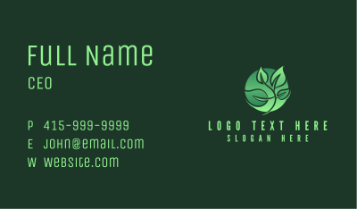 Green Leaf Vegan Circle Business Card Image Preview