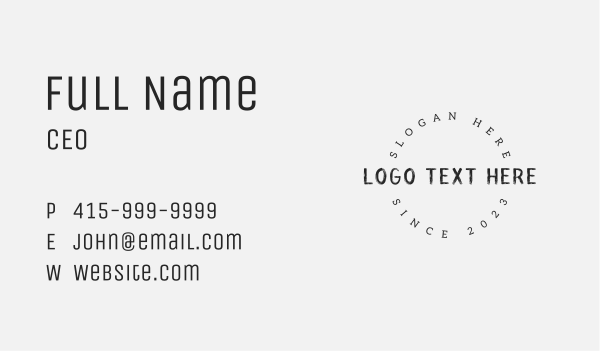 Classic Circle Black Wordmark Business Card Design Image Preview