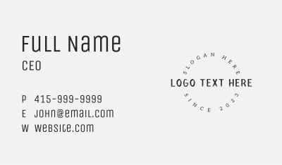 Classic Circle Black Wordmark Business Card Image Preview