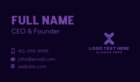 Purple Twist Gaming Letter X Business Card Design
