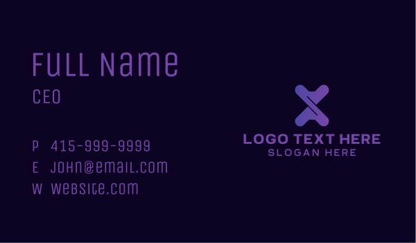 Purple Twist Gaming Letter X Business Card Design Image Preview