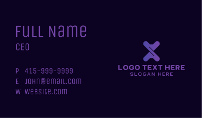 Purple Twist Gaming Letter X Business Card Image Preview