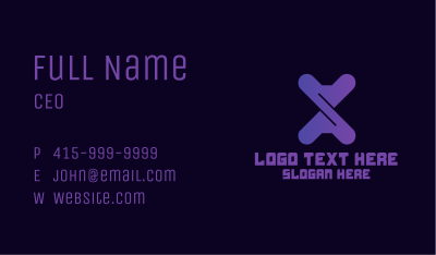 Purple Twist Gaming Letter X Business Card