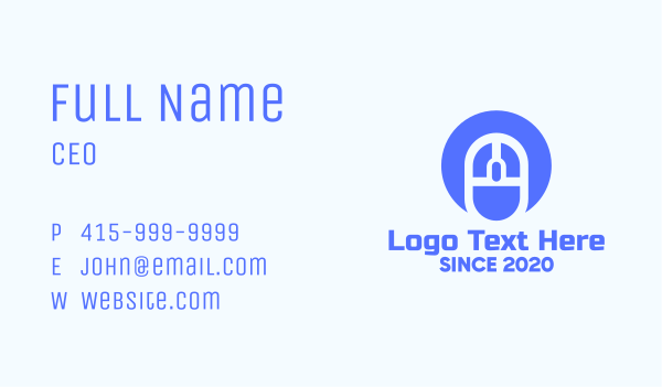 Blue Tech Circle Mouse Business Card Design Image Preview