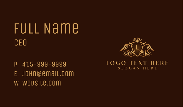 Royalty Crest Wings Business Card Design Image Preview