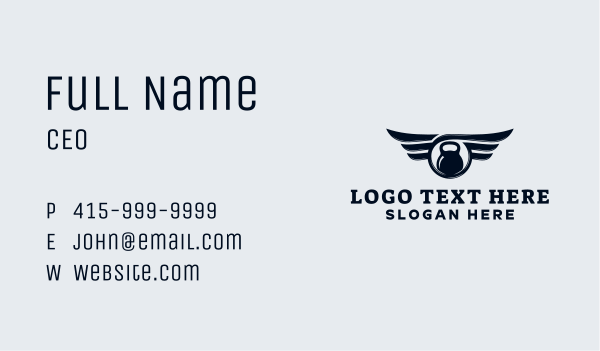 Kettlebell Wings Gym Business Card Design Image Preview