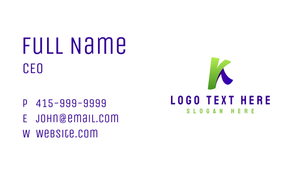 Letter K Gradient Tech Business Card Design Image Preview