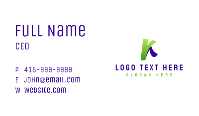 Letter K Gradient Tech Business Card Image Preview