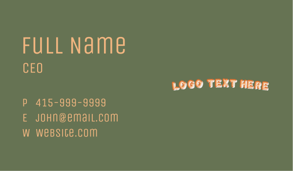 Happy Cute Wordmark Business Card Design Image Preview