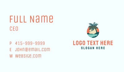 Tropical Beach Sunset Business Card Image Preview