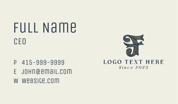 Woodwork Letter F Business Card Design Image Preview