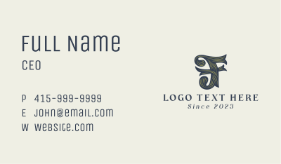 Woodwork Letter F Business Card Image Preview