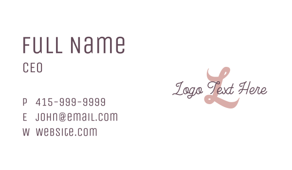 Feminine Script Lettermark Business Card Design Image Preview