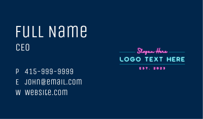 Neon Light Wordmark Business Card Image Preview