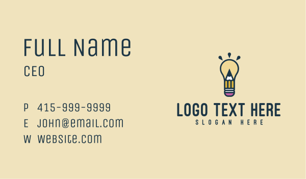 Light Bulb Idea Pencil Business Card Design Image Preview