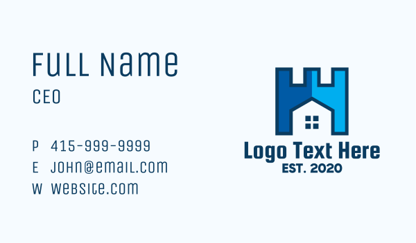 Blue Turret Home Property Business Card Design Image Preview