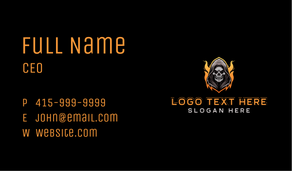 Fire Reaper Skull Gaming Business Card Design Image Preview