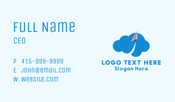 Paper Plane Cloud Business Card Design Image Preview