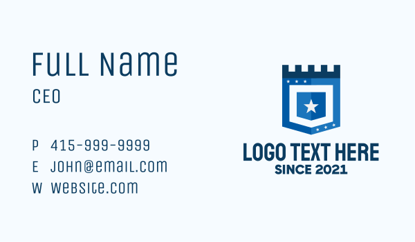 Blue Medieval Shield Business Card Design Image Preview