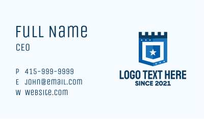 Blue Medieval Shield Business Card
