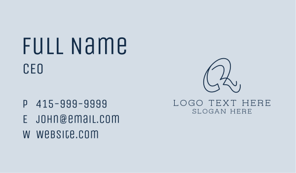 Creative Script Letter Q Business Card Design Image Preview