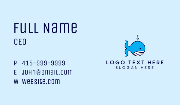 Blue Whale Cartoon Business Card Design Image Preview