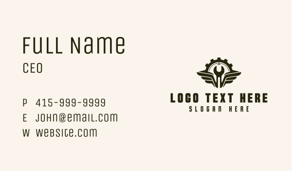 Gear Wrench Wings Business Card Design Image Preview