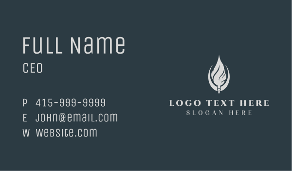 Flame Quill Copywriter Business Card Design Image Preview