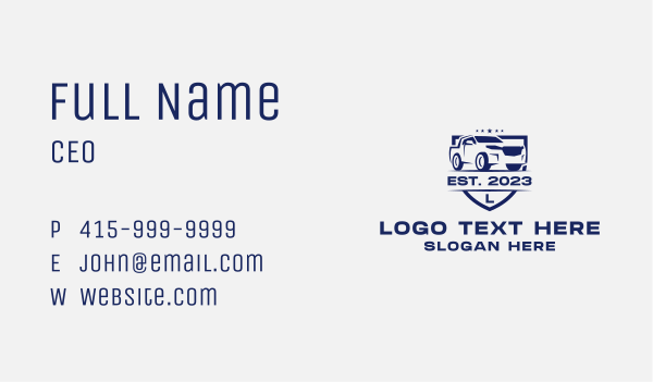 Pick Up Truck Shield Business Card Design Image Preview