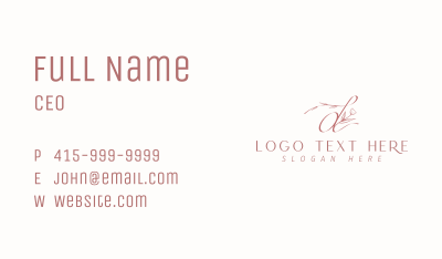 Floral Calligraphy Letter D Business Card Image Preview