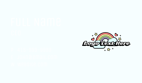 Retro Rainbow Cloud Business Card Design Image Preview