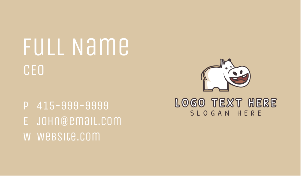 Hippopotamus Toast Bread Mascot Business Card Design Image Preview