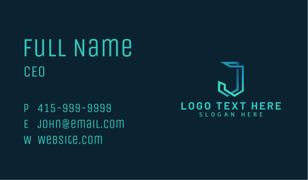 Startup Tech Multimedia Letter J Business Card Design Image Preview