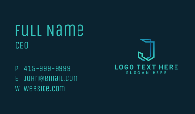 Startup Tech Multimedia Letter J Business Card Image Preview