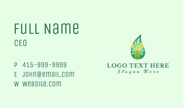 Green Human Leaf Business Card Design Image Preview