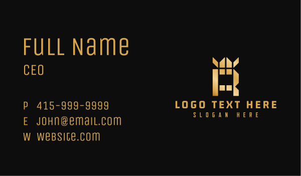Abstract Gold Letter R Business Card Design Image Preview