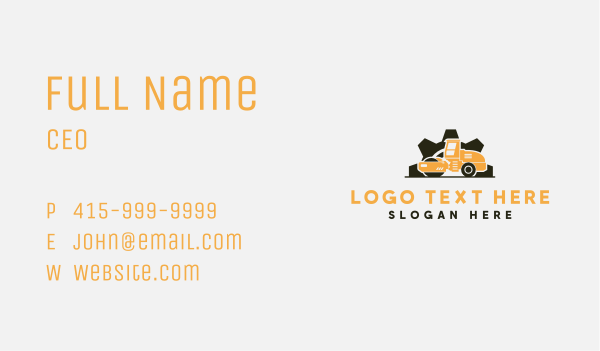 Construction Road Roller Gear Business Card Design Image Preview