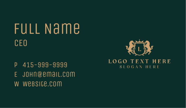 Royal Horse Shield Business Card Design Image Preview