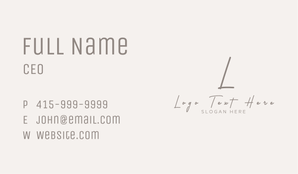 Cursive Elegant Clean Lettermark Business Card Design Image Preview
