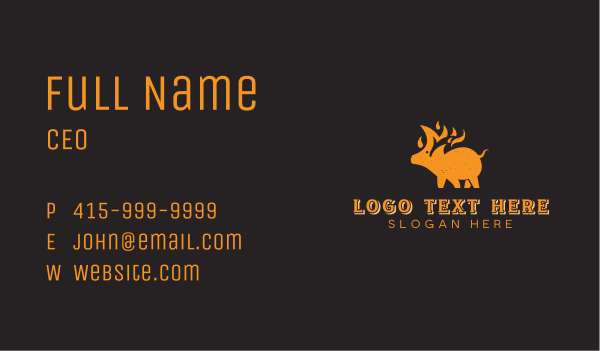 Pork Fire Flame Business Card Design Image Preview