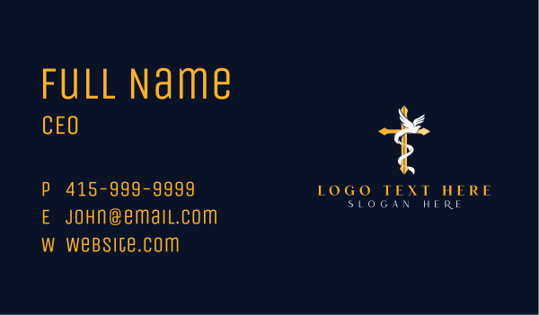 Dove Crucifix Religion Business Card Design Image Preview