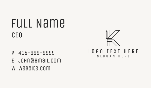 Industrial Construction Letter K Business Card Design Image Preview