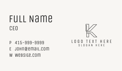 Industrial Construction Letter K Business Card Image Preview