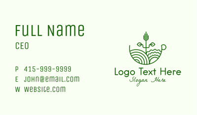 Monoline Plant Gardening Business Card Image Preview
